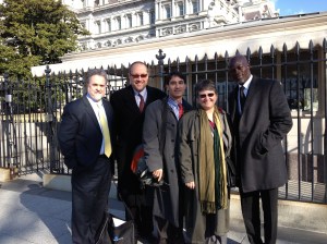 (L-R) Ray Offenheiser, President, Oxfam America; Galen Carey, National Association of Evangelicals; Frank Jannuzi, Deputy Executive Director Amnesty International USA; Dr. Thomasson; and actor Djimon Hounsou
