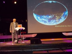 Rutgers professor Alan Robock explains nuclear winter research to the ICAN civil society forum in Oslo