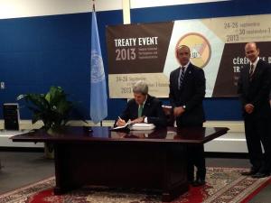 Secretary of State John Kerry today signed the UN Arms Trade Treaty (Photo: Hayes Brown, ThinkProgress.)