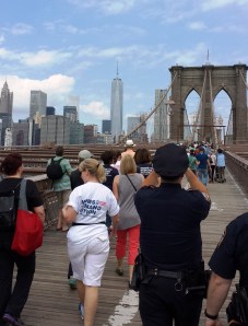 1000 people march across the Brooklyn Bridge to protest gun violence.
