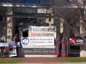 MAPW members protesting Australia's nuclear policy on anniversary of Nagasaki atomic bombing